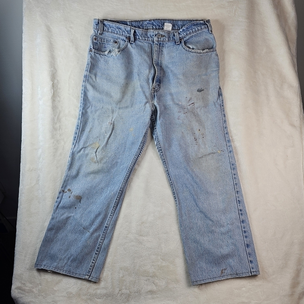 Levi’s 505 Jeans mens 38 30L USA Made Retro distressed broken in wid…